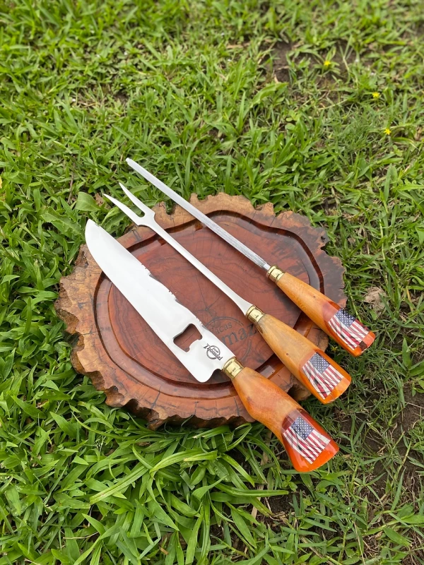 KIT FACA ABRIDOR CHURRASCO 3 PEÇAS